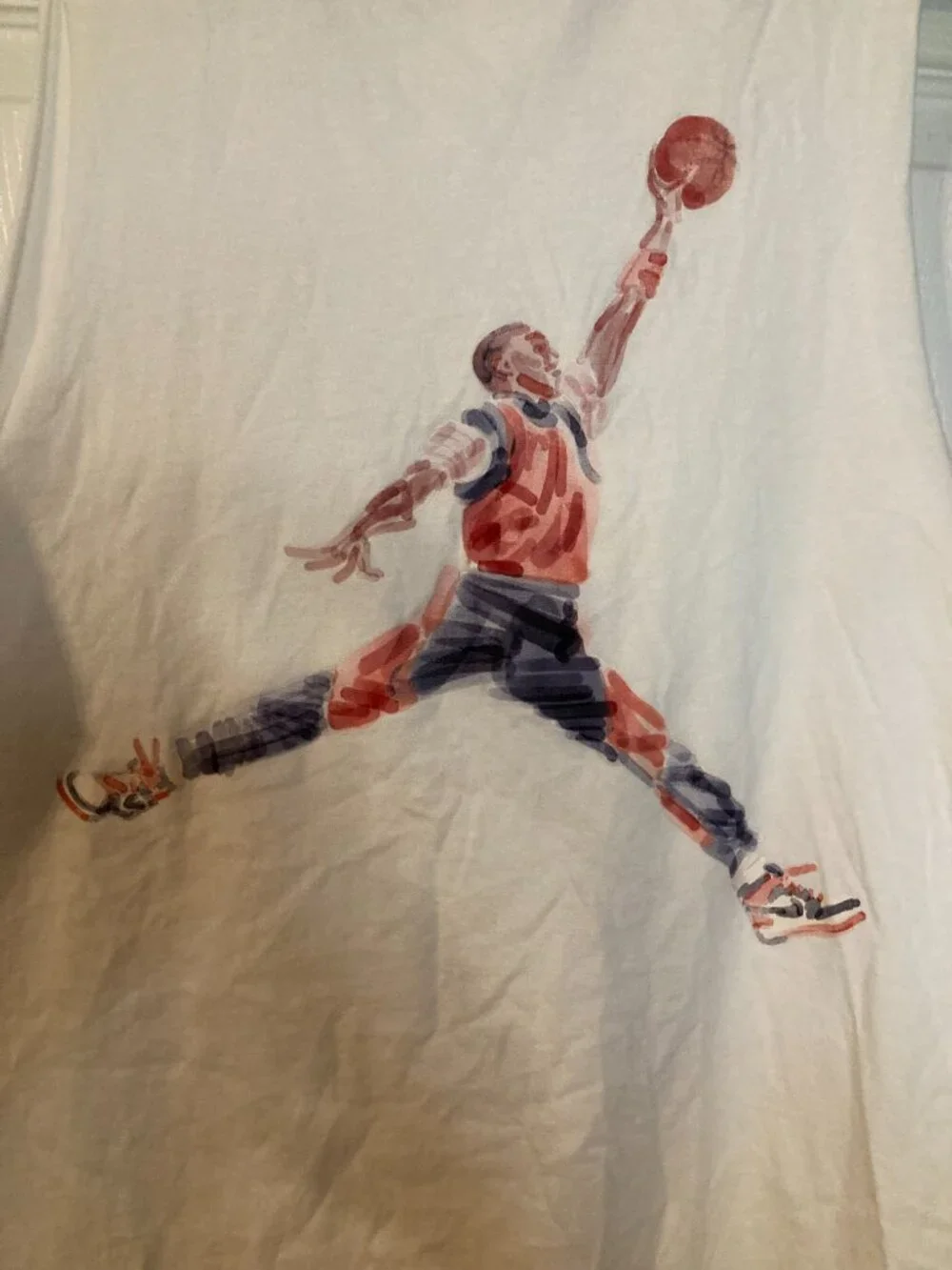 Nike Air Jordan Men's White Jumpman Watercolor Graphic Tank Top - Size M